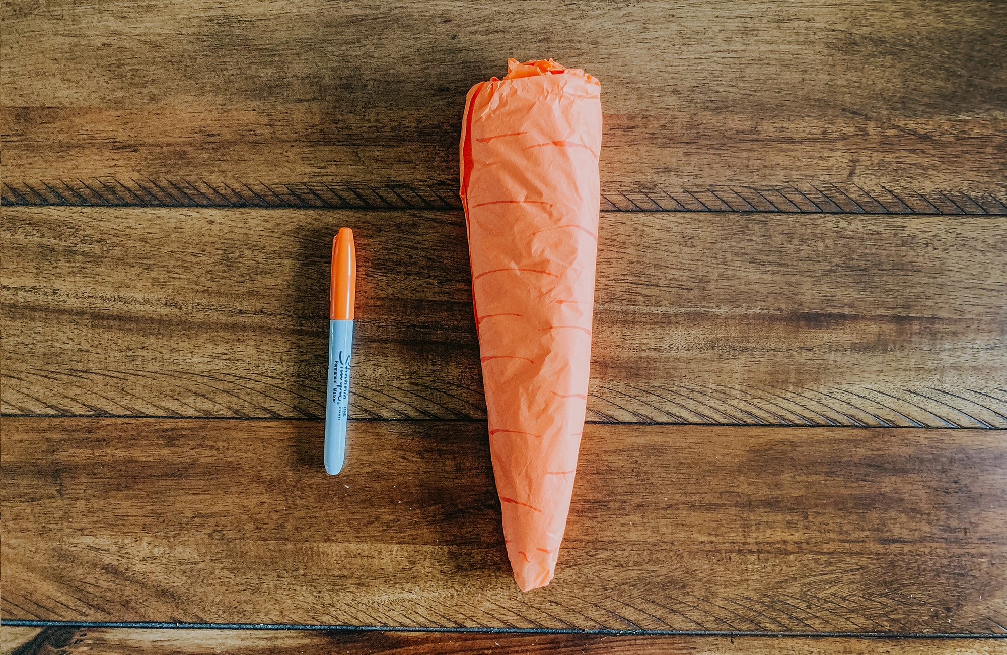Draw lines on Tissue Paper Carrot