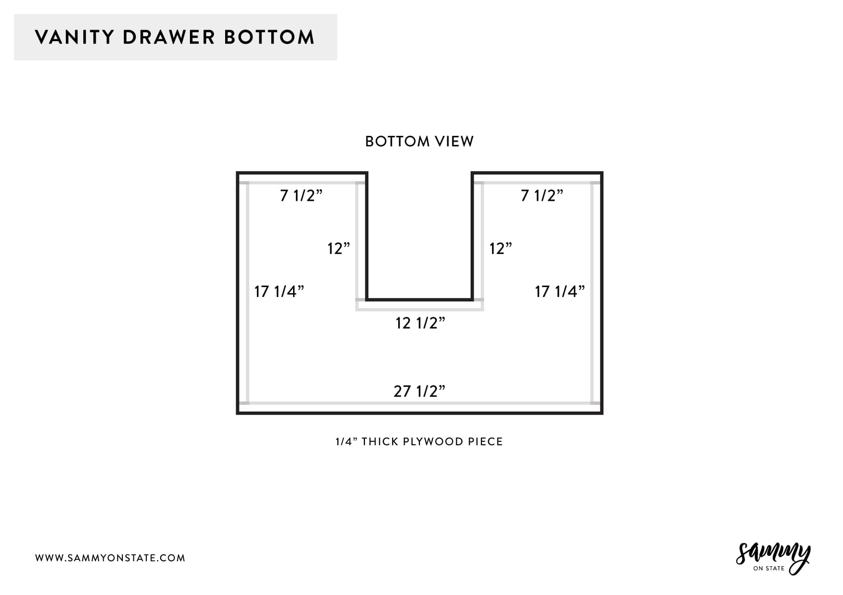 Diagram of drawer bottom