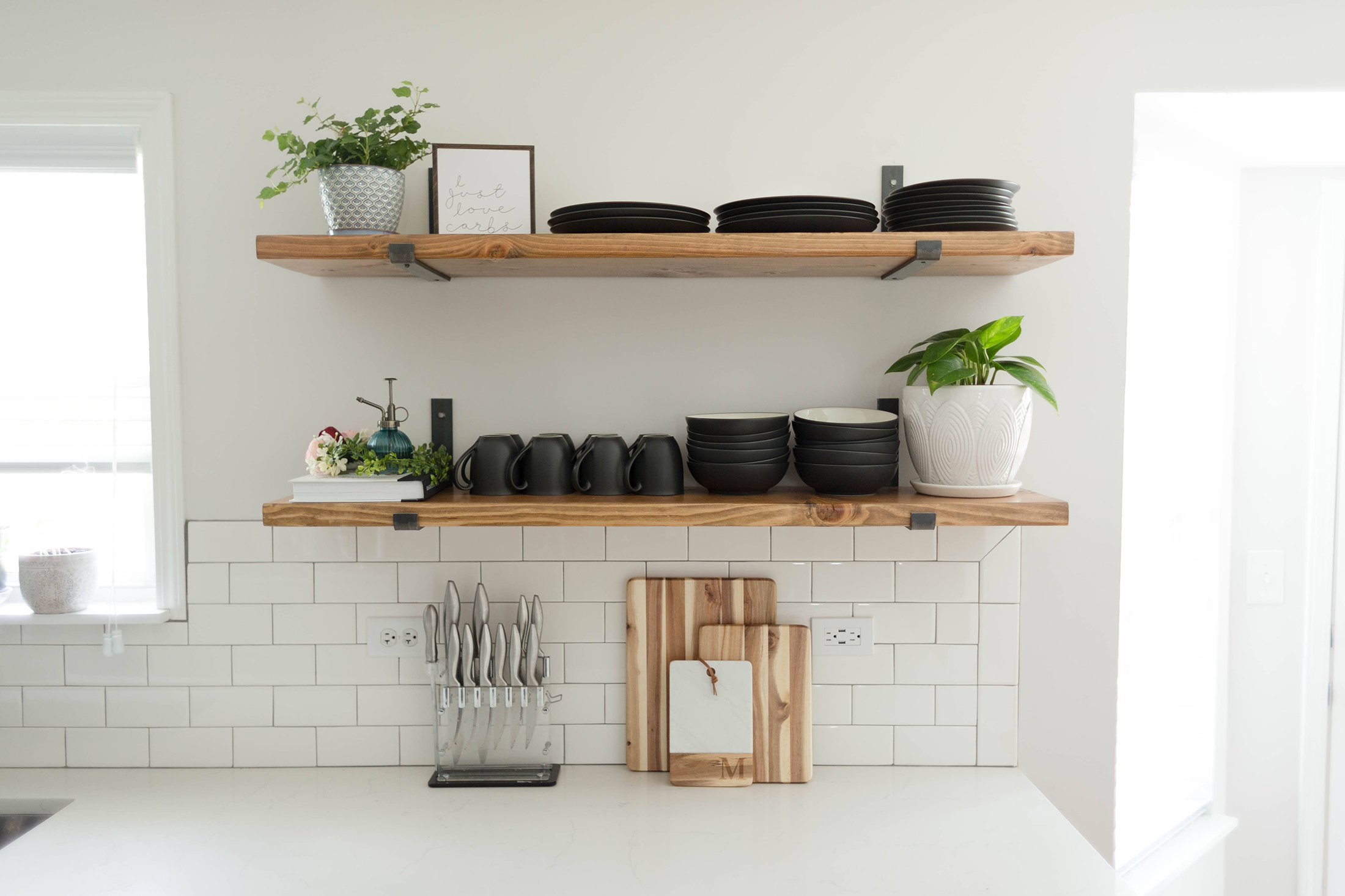 Diy Kitchen Open Shelving Sammy On State, What To Place On Open Kitchen Shelves