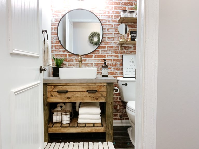 Diy Rustic Bathroom Vanity Sammy On State - How To Build Rustic Bathroom Vanity