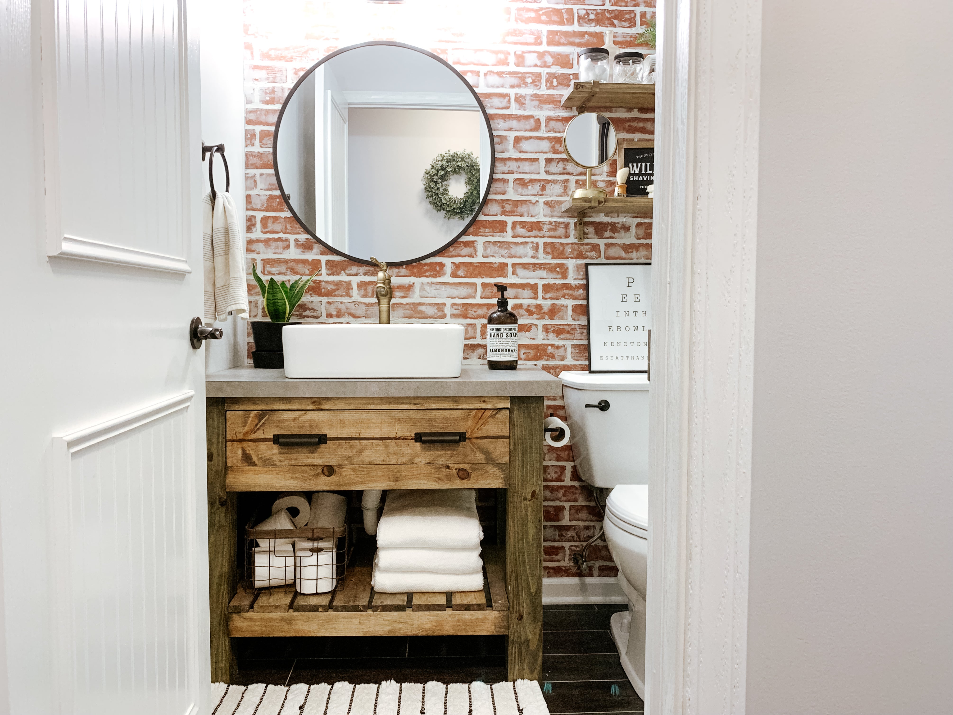 Diy Rustic Bathroom Vanity Sammy On State - How To Build Bathroom Vanity Base