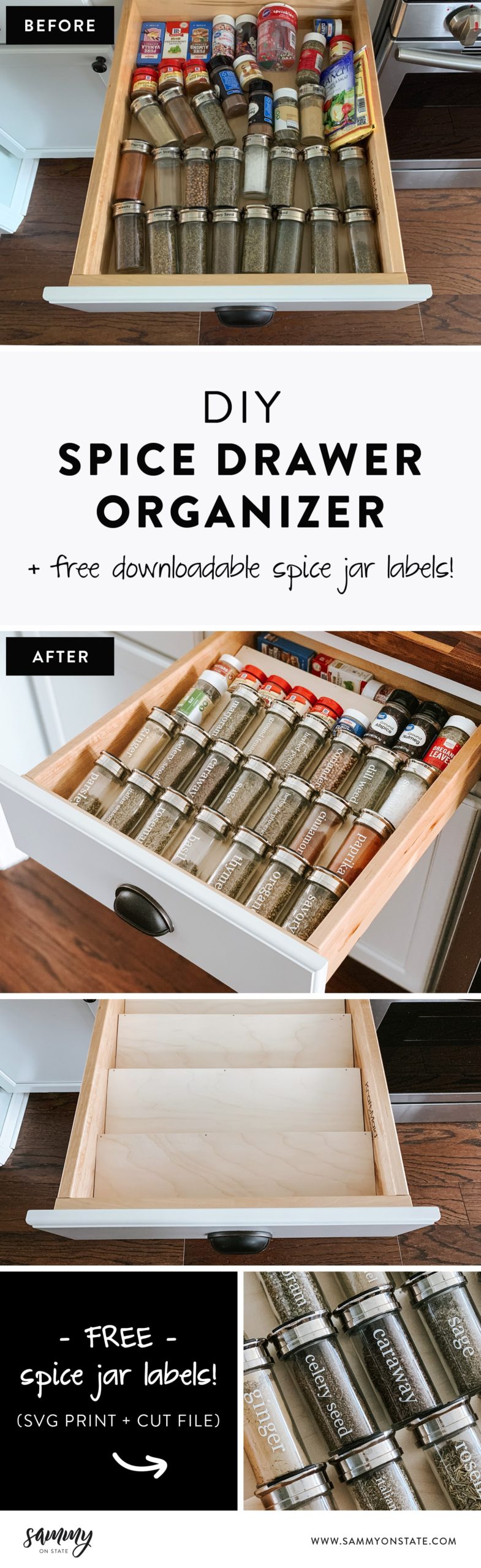 Easy Diy Spice Drawer Organizer, How To Build A In Cabinet Spice Rack