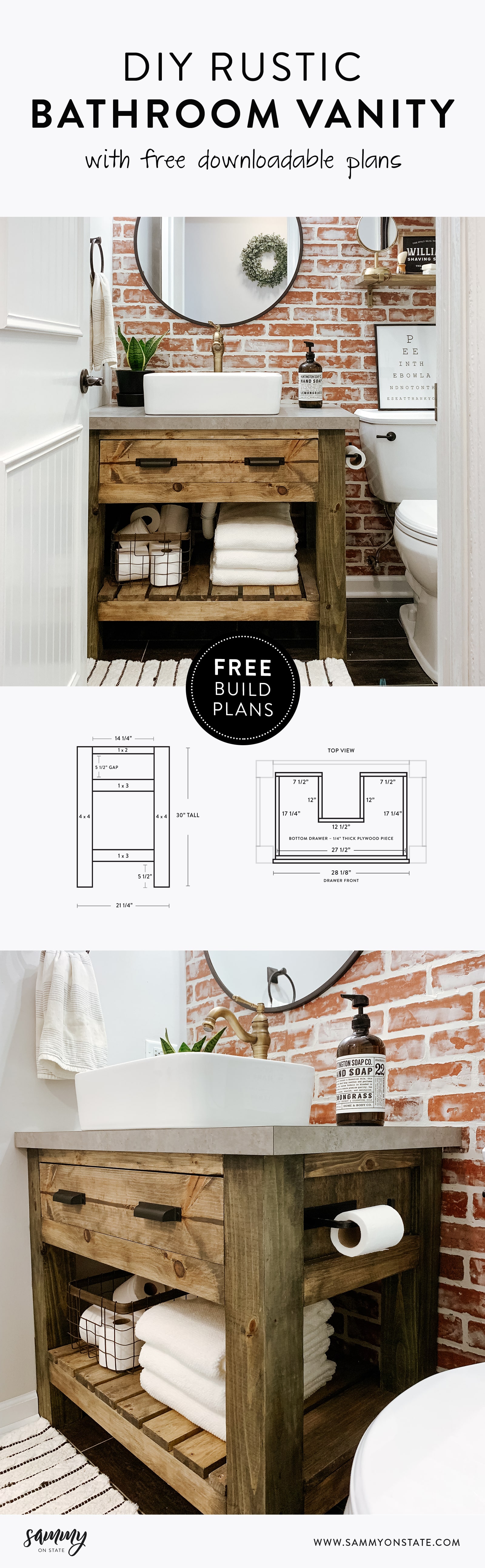 FREE PROJECT PLAN: How to Build DIY Bathroom Storage Shelves