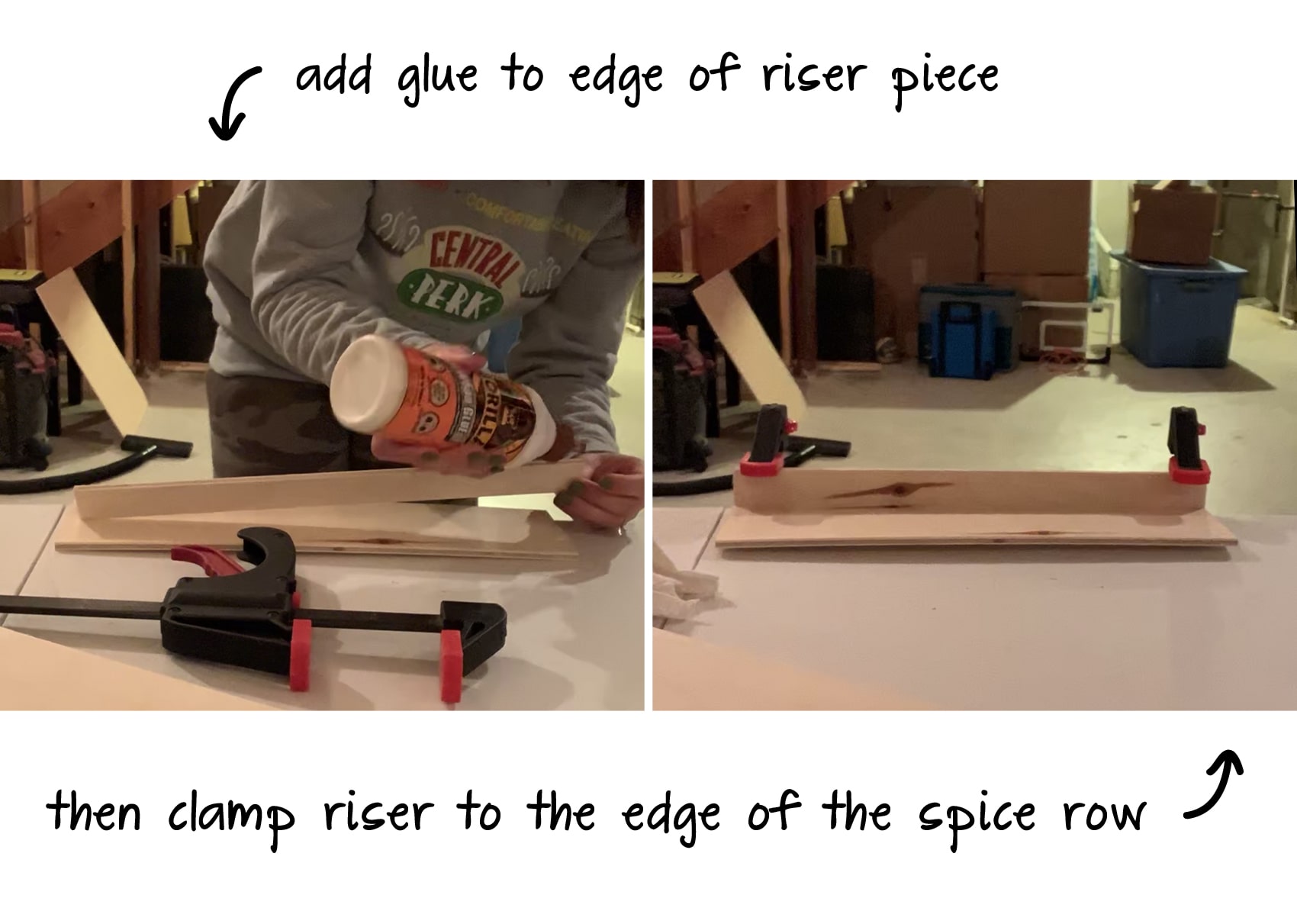 glue and clamp together
